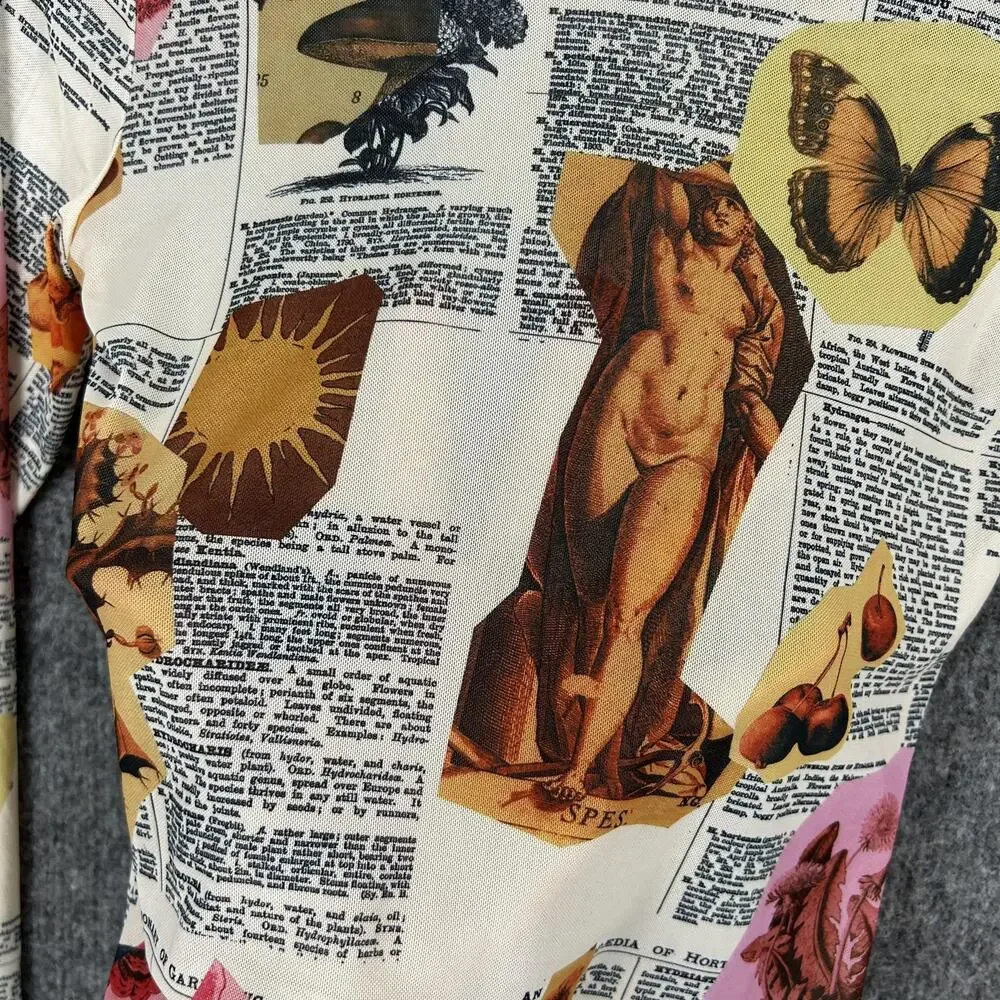 Miaou Top Medium Long Sleeve Tee in Botany Dictionary Flower Mesh Artsy Indie - Picture 3 of 10